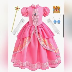 Charming Pink Princess Peach Royalty Dress-Up Costume for Kids Age 3-4